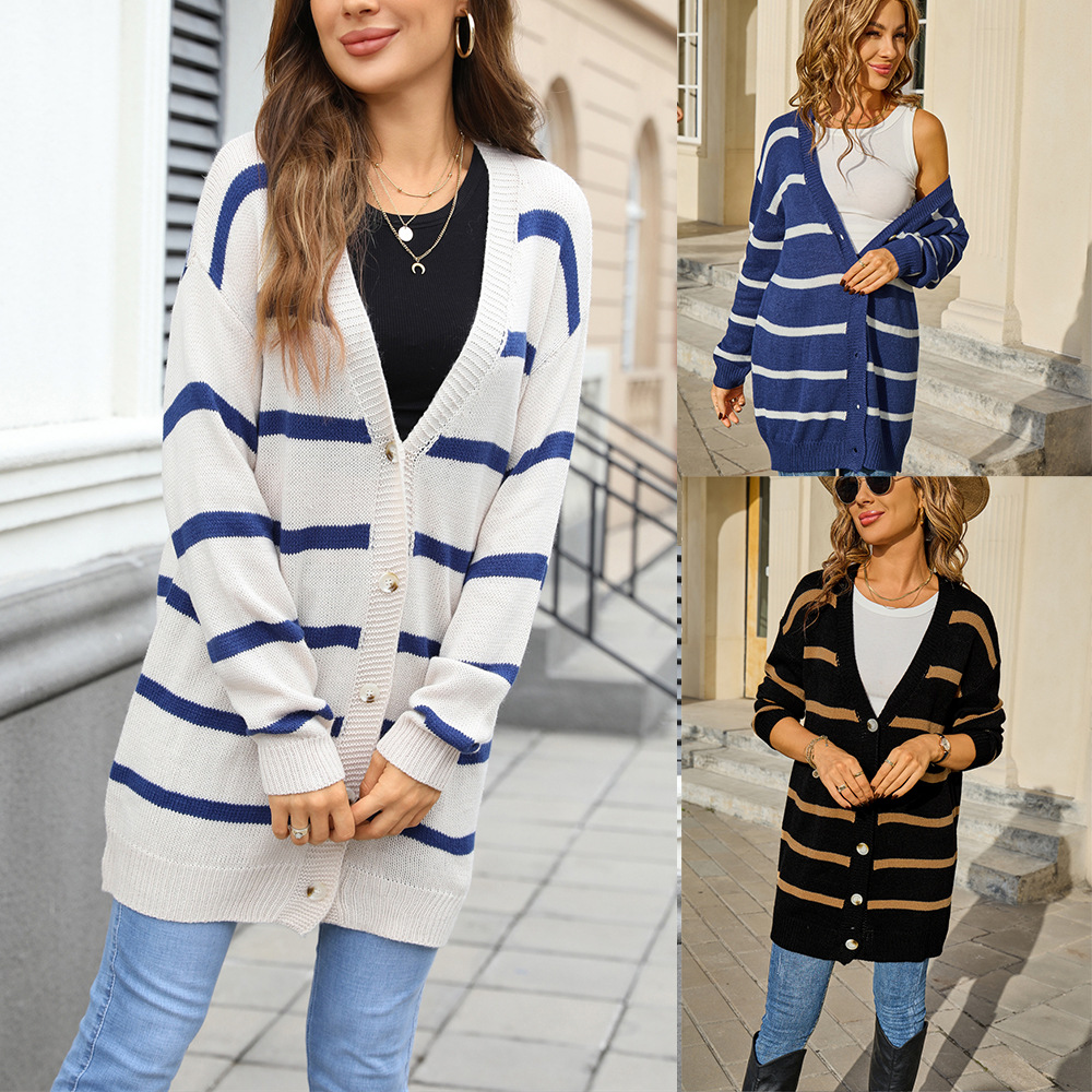 Minimalist Versatile Striped Jacket With Buttons