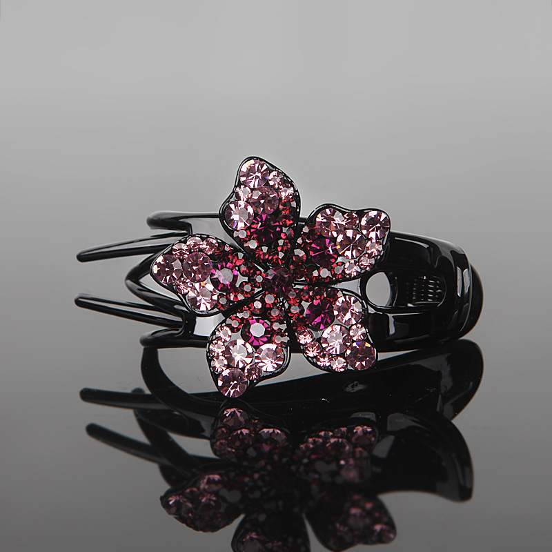 Barrettes Back Head Three-jaw Clamps Rhinestone Flower 7