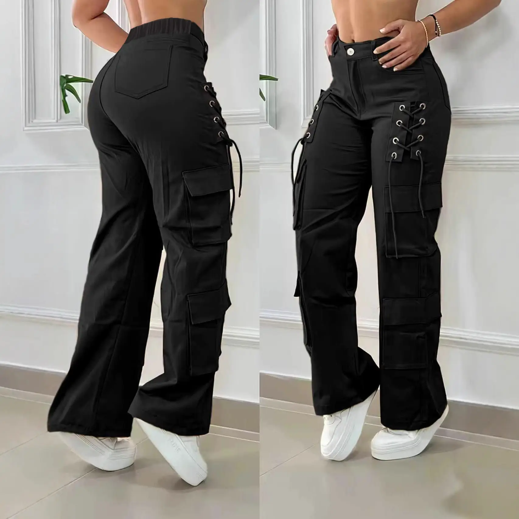 Fashionable Casual And Minimalist Solid-color Cargo Pants