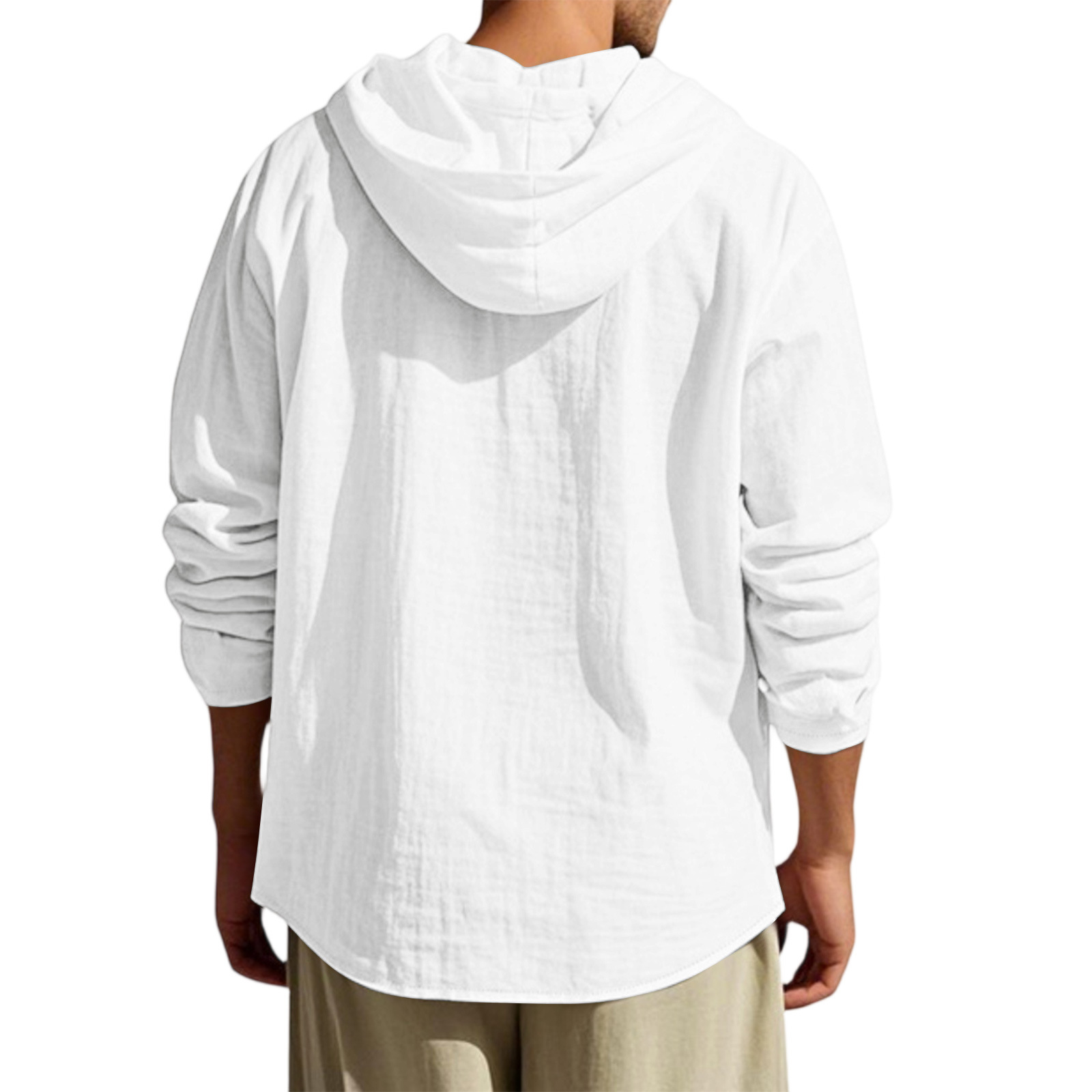 Hooded Linen-Style Cardigan Hoodie for Young Adults Hooded Linen-Style Cardigan Hoodie for Young Adults