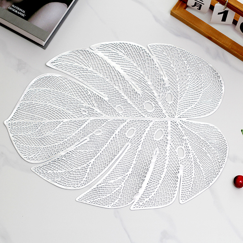 Nordic Style Hollow Pvc Artificial Monstera Leaf Western-style Placemat
