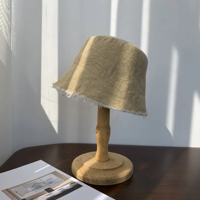 Washed Frayed Hem Denim All matching Fisherman Hat Khaki - Shop at LoveMi