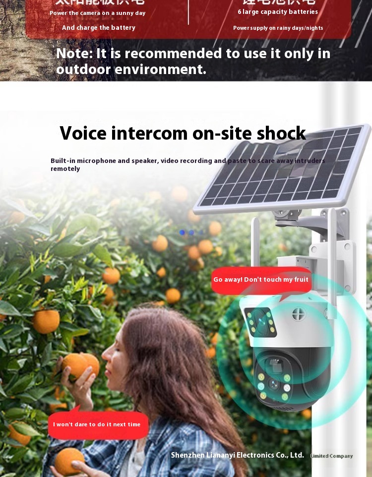Solar Home Surveillance Camera Dual-screen Outdoor Wifi4g Intelligent Network - Image 7