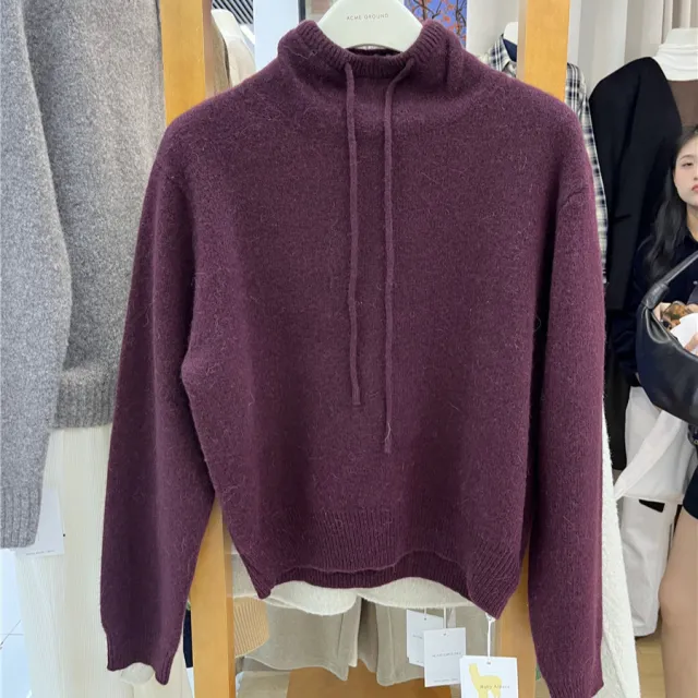 Hooded Loose Slimming And Warm Knitted Sweater Red - Shop at LoveMi