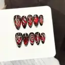 Red-brown Muted-vein 3D Nail Art Cool And Edgy Heart-patterned Trend Piece Handmade And Wearable view 1