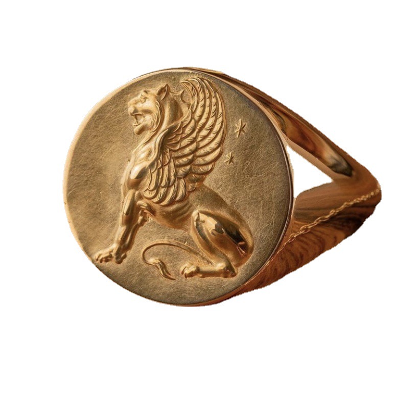 Men's Golden Lion-shaped Animal Ring