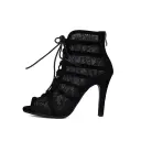 Womens Solid-color Lace Mesh Peep-toe High Heels view 4