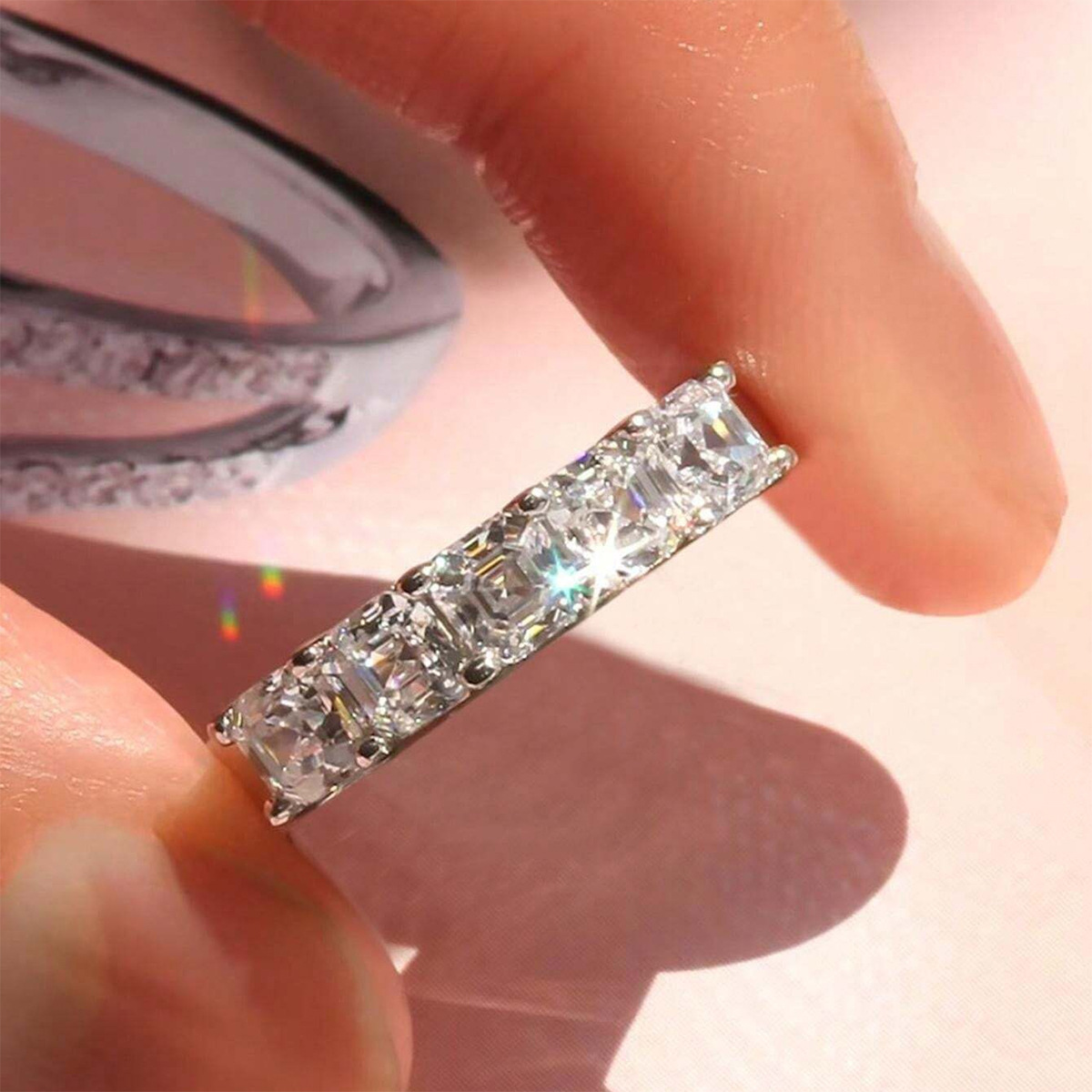 White Gold Color Zircon Ring, picture 3 of 4