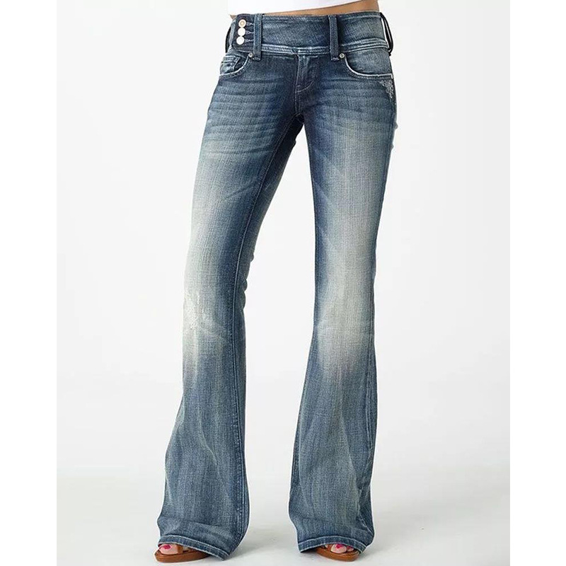 Retro Side Button Mid Waist Skinny Jeans Navy - Shop at LoveMi