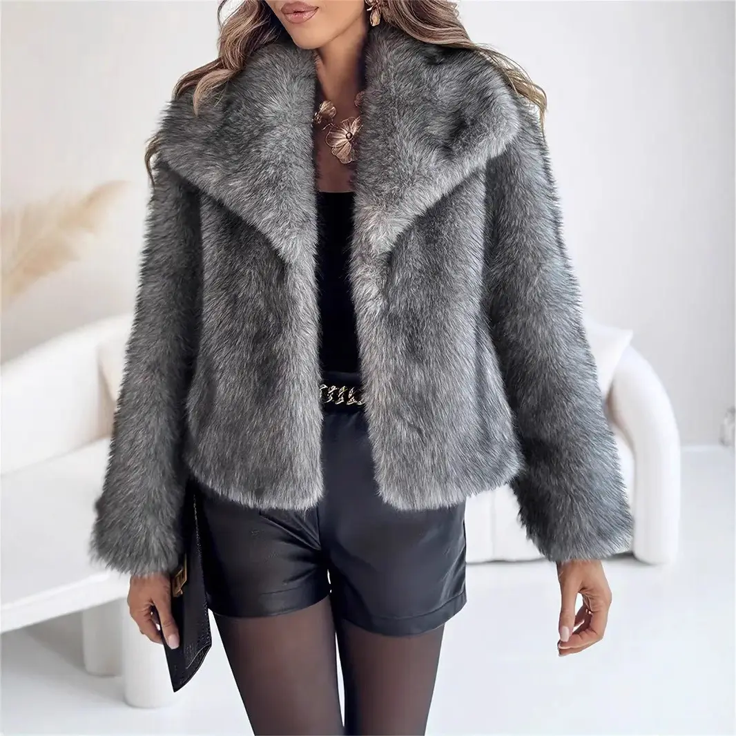 Gradient Dyed Pointed Lapel Long Sleeve Artificial