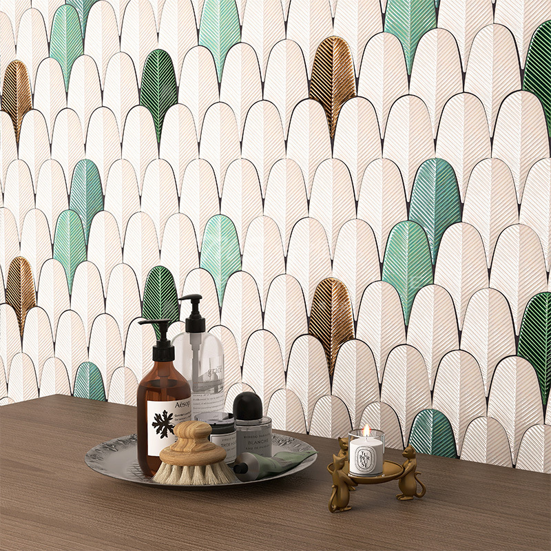 Feather Mosaic Restaurant Featured Light Luxury Space Art Tiles