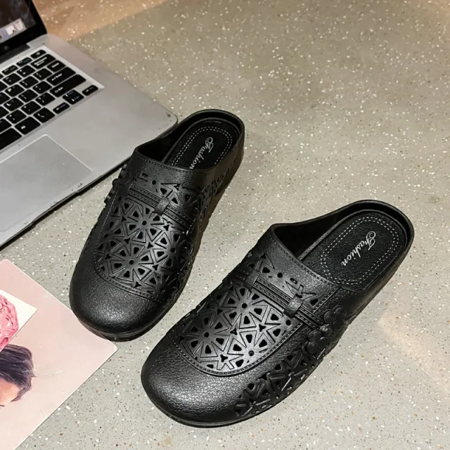Flat Toe Box New Niche Fairy Style Half Slippers Black - Shop at LoveMi