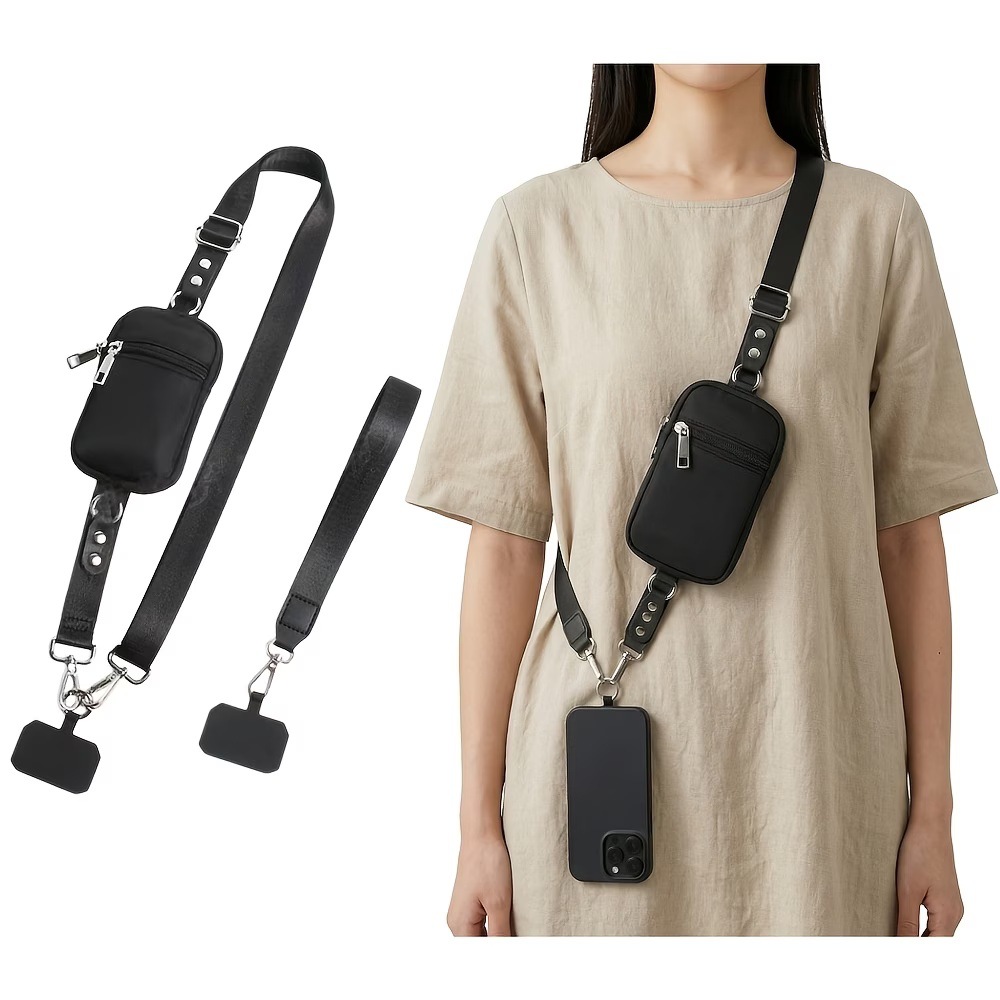 Twill Glossy Ribbon Phone Lanyard Detachable Wrist Strap With A Small Coin Pouch 3