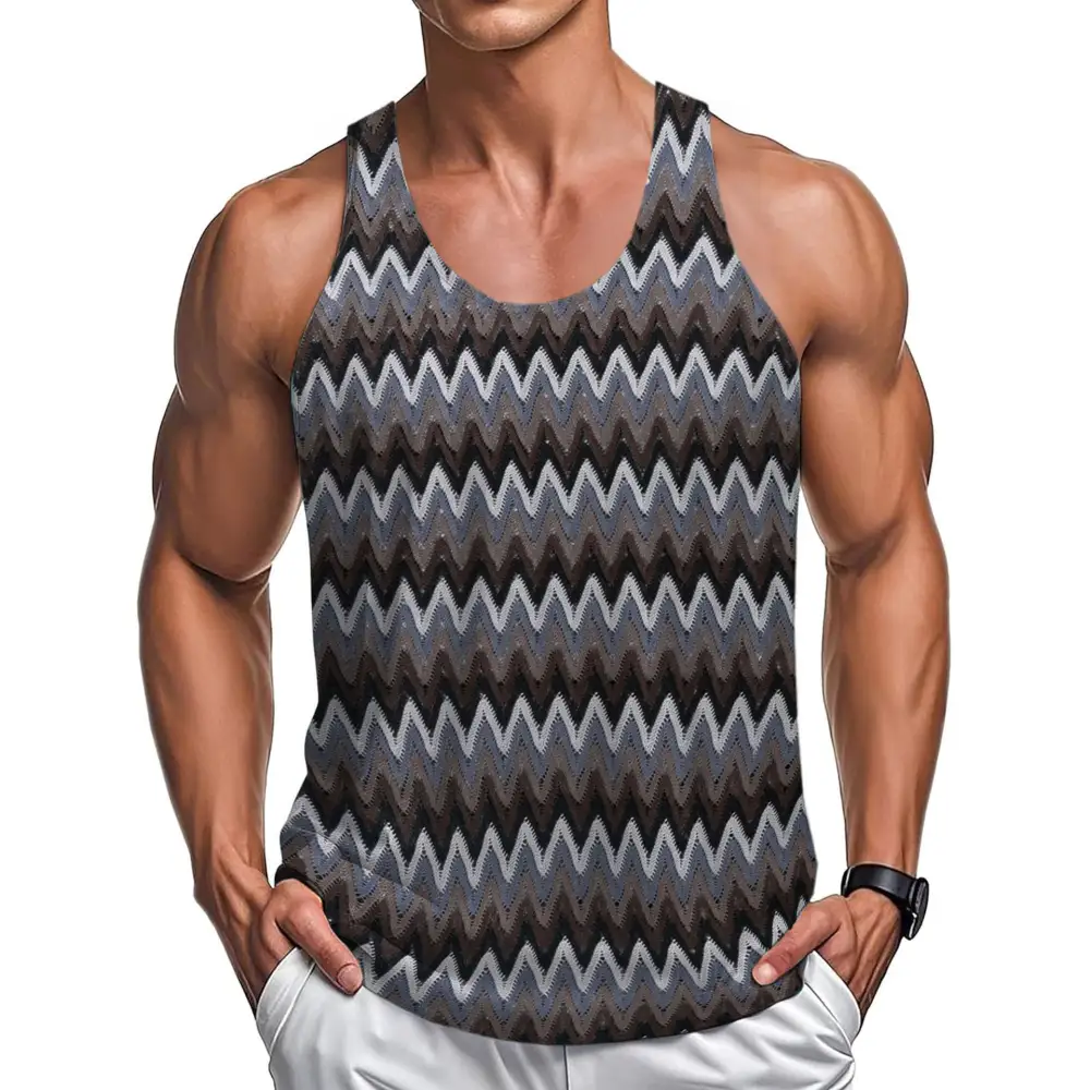 Summer Casual Men's Clothing Retro Style Contrast Color Wave