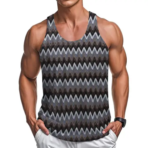 Summer Casual Men's Clothing Retro Style Contrast Color Wave