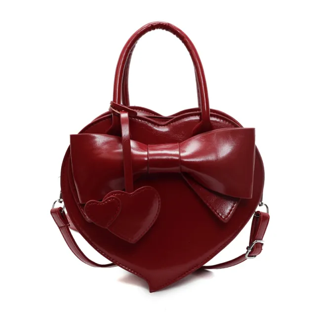 Bow Heart Bag Fashion Portable Shoulder Messenger Bag Red - Shop at LoveMi