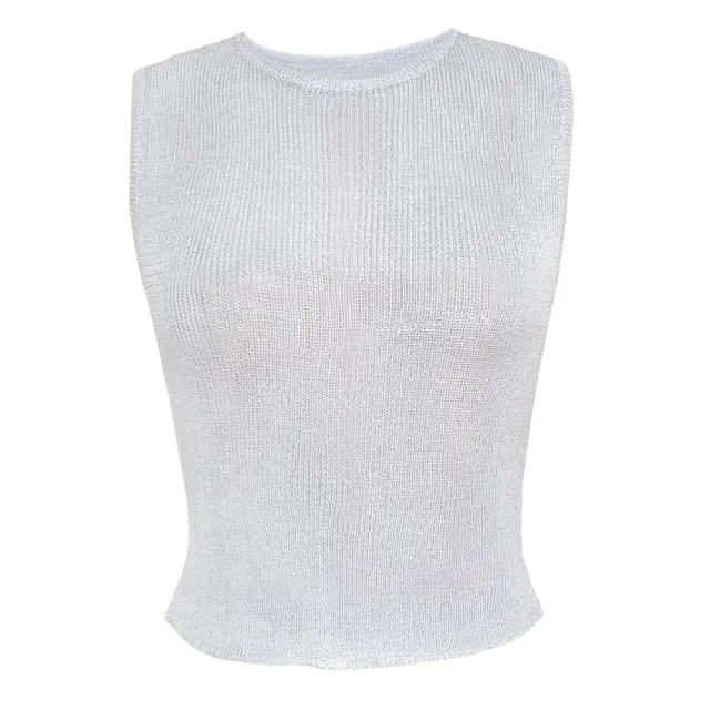Women's Fashion See through Vest Top Silver - Shop at LoveMi