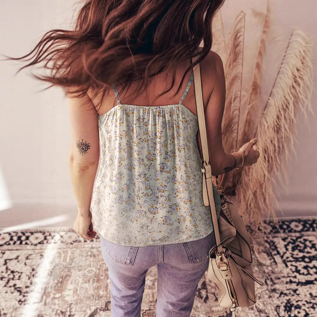 Women's Non-elastic Adjustable Floral Printed Suspenders