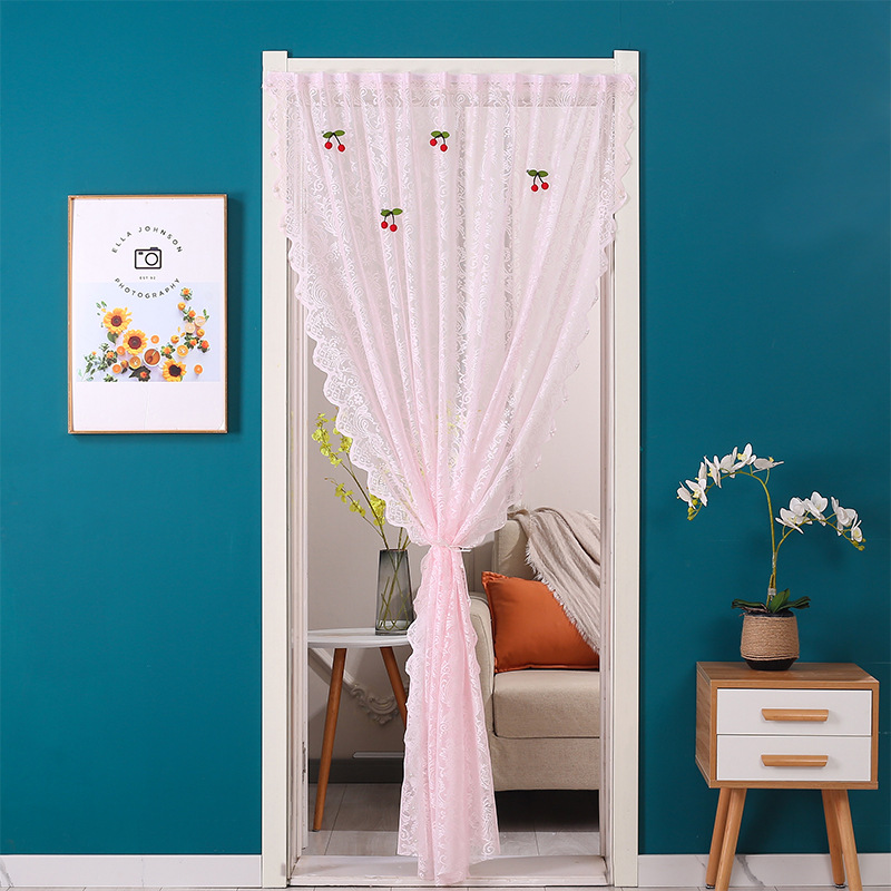 Mosquito-proof Sheer Curtain Door Curtain Lace Embroidery No Drilling Required — image 1