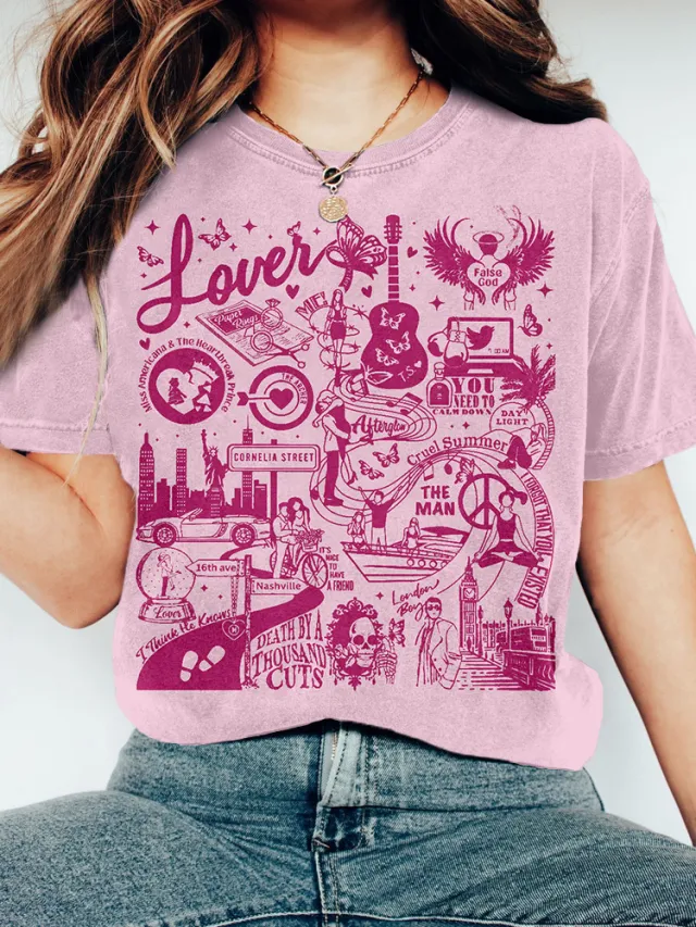 Printed Street Fashion Classic Hip Hop Round Neck T shirt Ofsykr239181158 18 - Shop at LoveMi