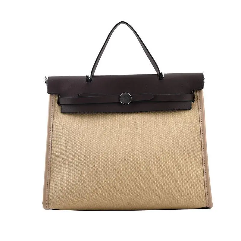 Large Capacity Simple Tote Bag - Brown