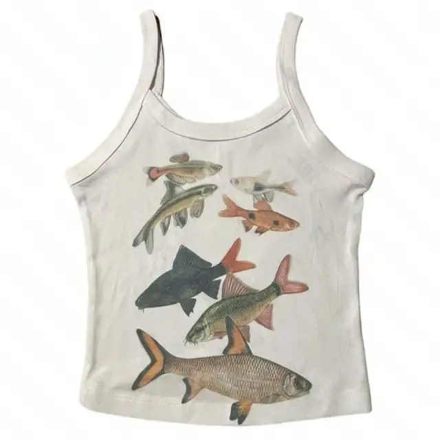 Abstract Goldfish Printed Square Collar Personality Slim Fit Sling White Suspender - Shop at LoveMi