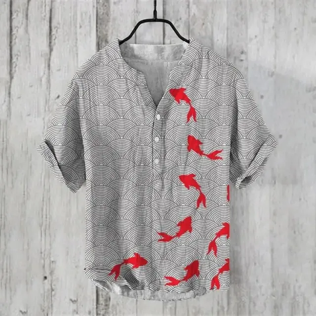 Summer Thin Printed V neck Men's T shirt Zc36 - Shop at LoveMi