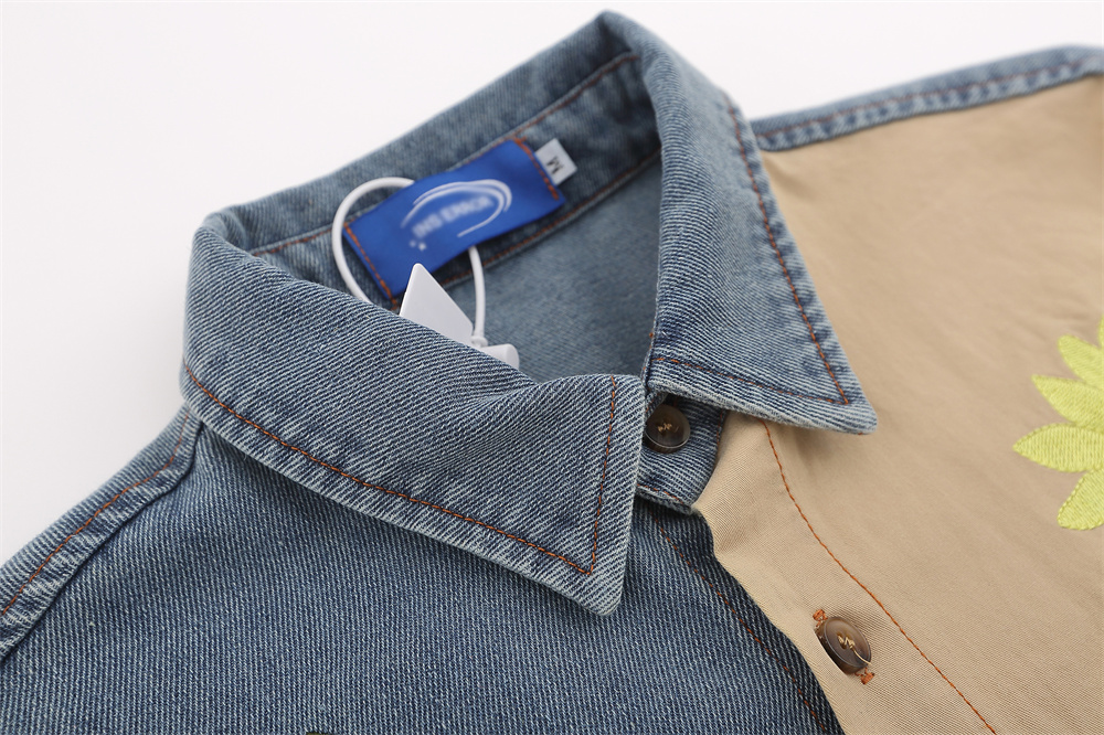 Stitching Contrast Color Irregular Shirt Coat