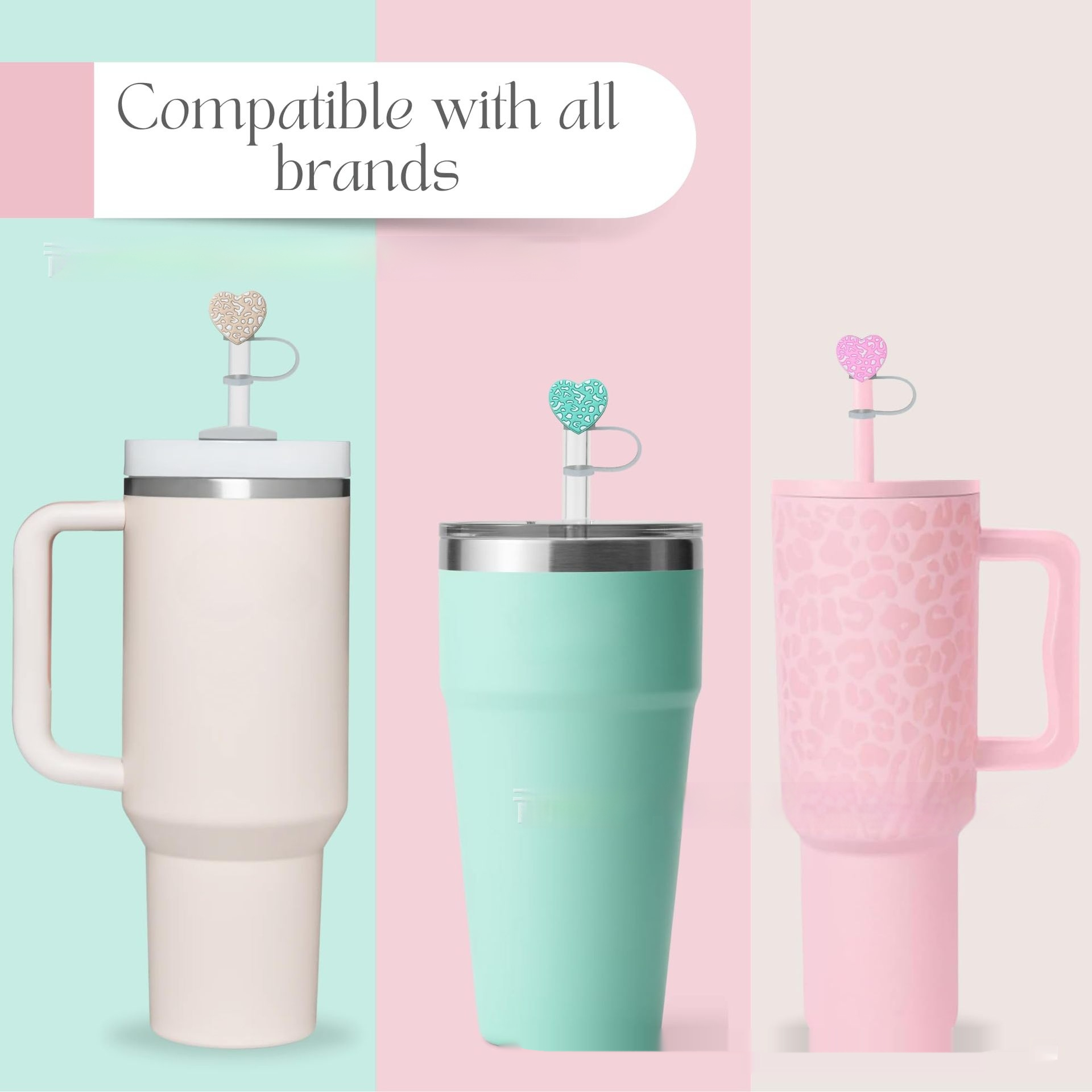 Dust Plug Love Leopard Print Straw Cover