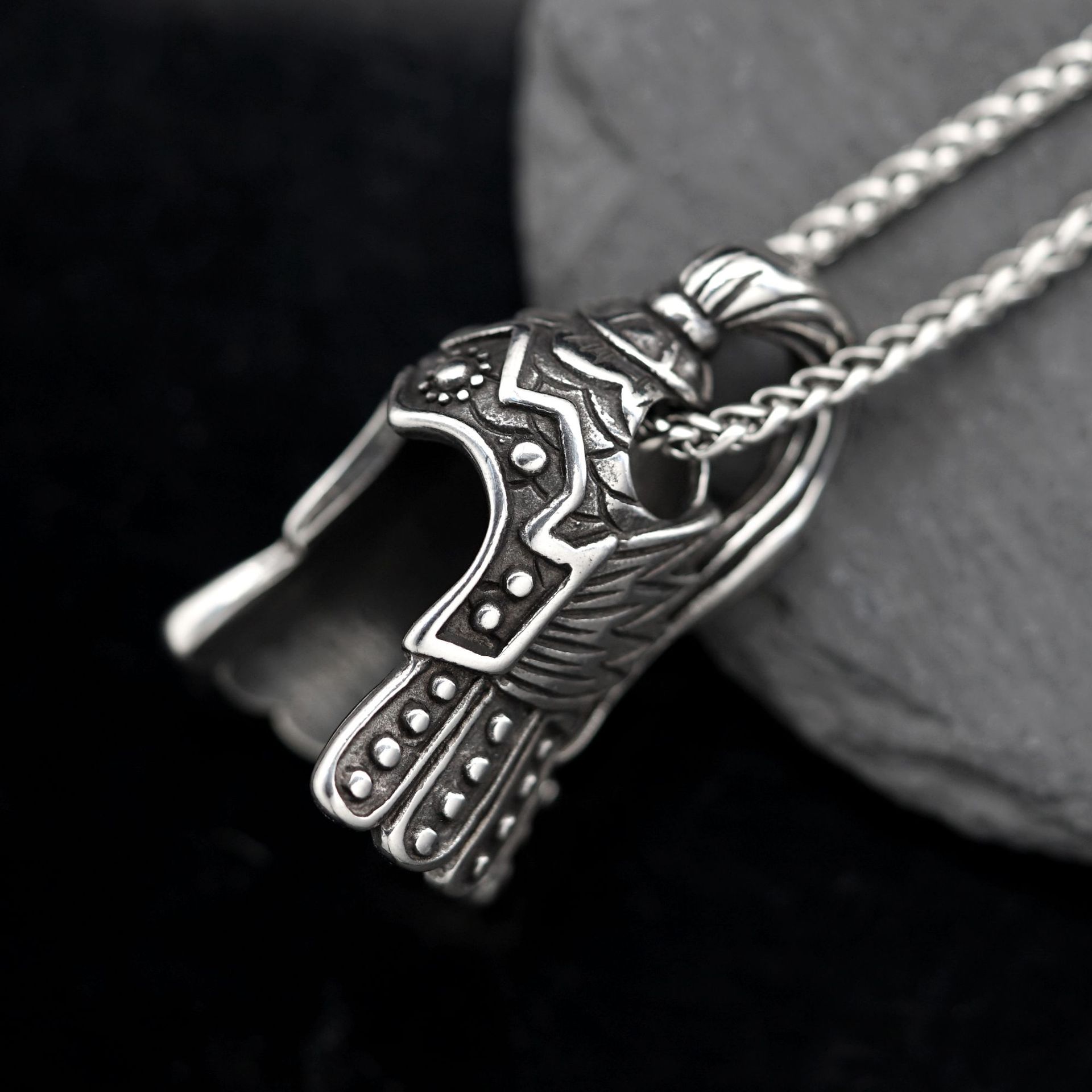 Stainless Steel Pendant Personality Warrior Helmet Necklace