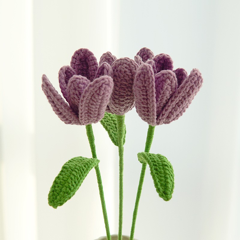 Hand-knitted Finished Yarn Bouquet Of Knitted Artificial Flowers 31