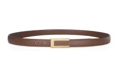 Cowhide Retro Black All-match Decorative Skirt Suit Jeans Leather Thin Belt - Caramel Color - View 1