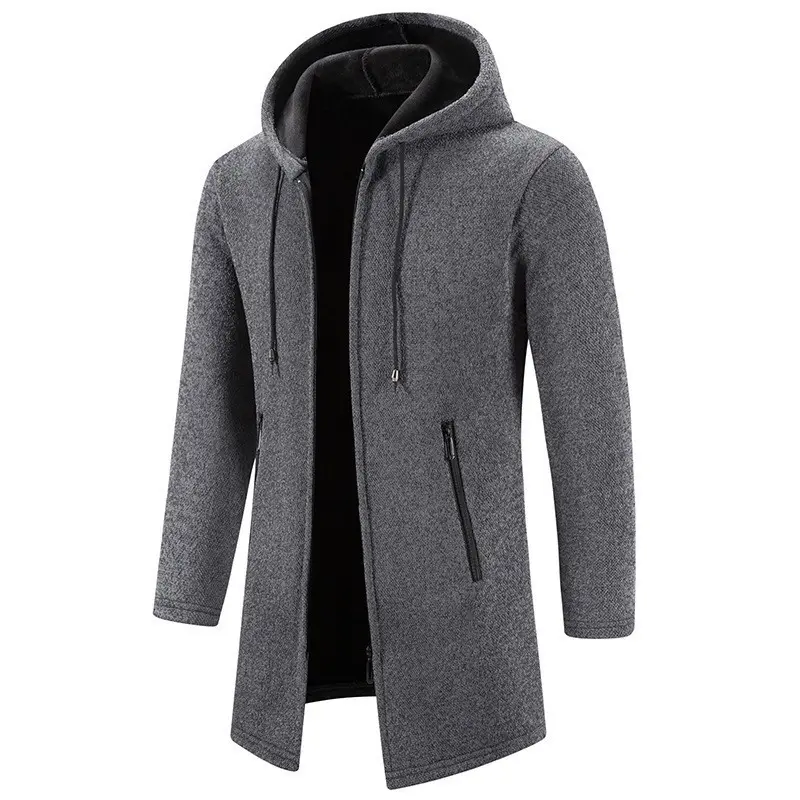 Men's Solid Color Casual Hooded Sweater Zipper