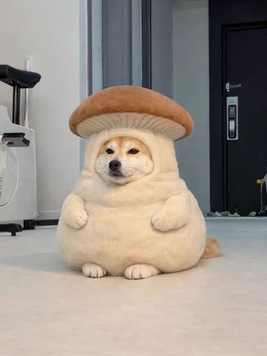 Creative Plush Pet Dog With Mushroom Hat detail photo 2