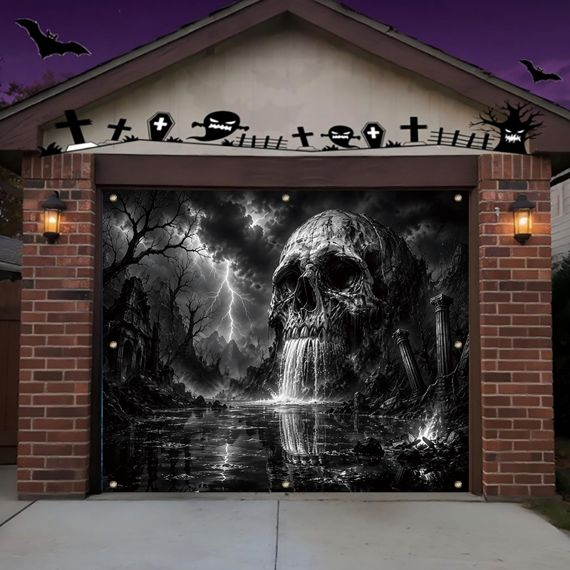 Skull Pumpkin Lantern Decorative Banner