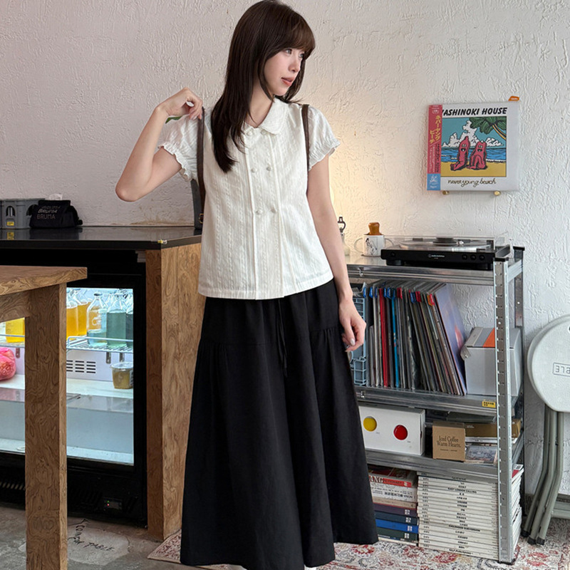 French-style Sweet Doll-collar Short-sleeve Blouse For Women