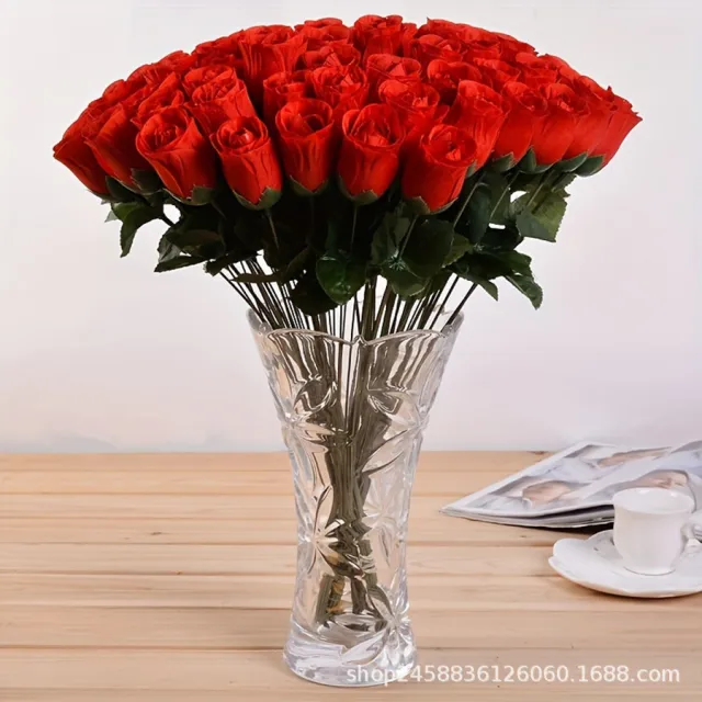 Artificial Rose Silk Flower Fake Flower Single Valentine's Day Wedding Celebration Decoration Red - Shop at LoveMi