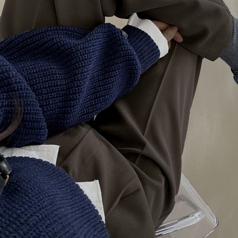 Letter Patch Loose Leisure All-matching Long Sleeve Knitted Pullover Sweater