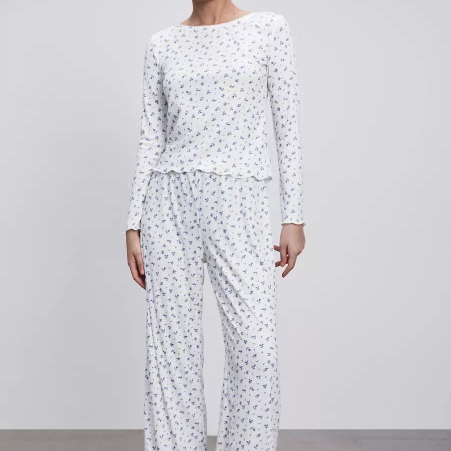 Womens Long-sleeve Top And Pants Set