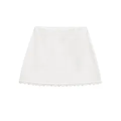 Artificial Decorated Pearls Warp Knitted Top Mini Skirt Suit - Skirt-S - View 1