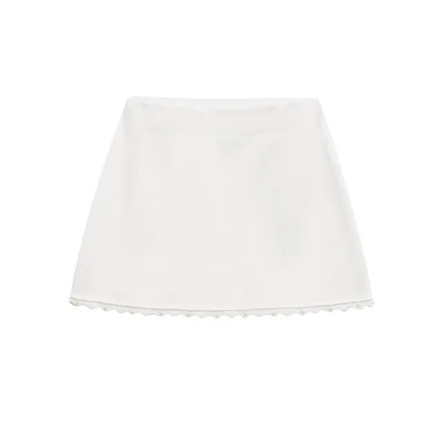 Artificial Decorated Pearls Warp Knitted Top Mini Skirt Suit Skirt S - Shop at LoveMi