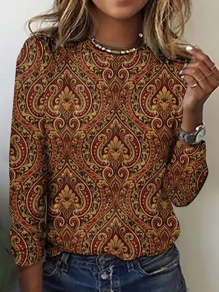 Women's Fashion 3D Digital Printed Round Neck Long sleeved T shirt Ct01 Cq49Ac - Shop at LoveMi