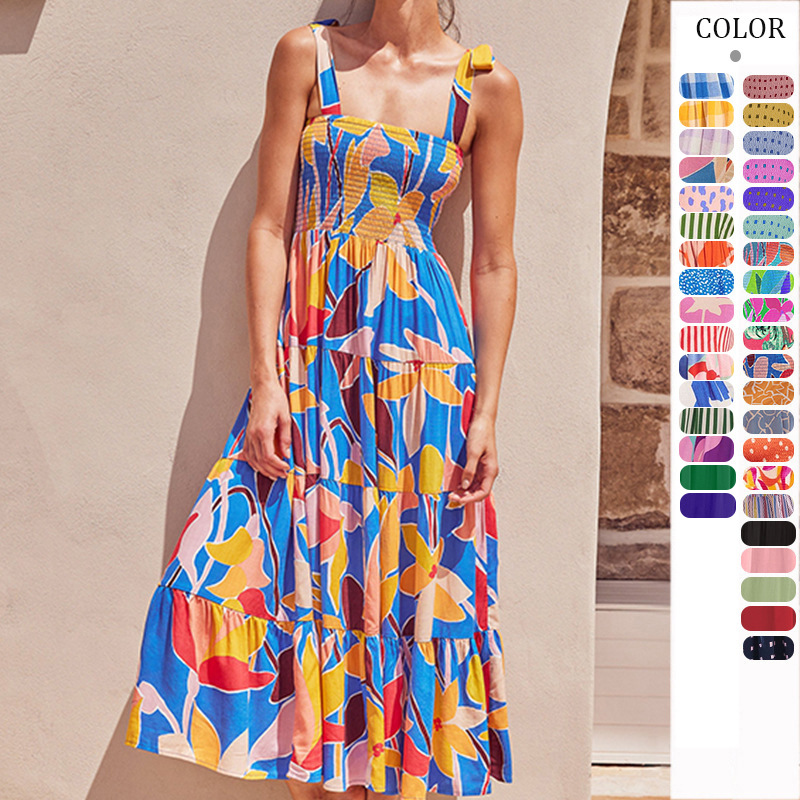 Womens Printed Long Slip Dress