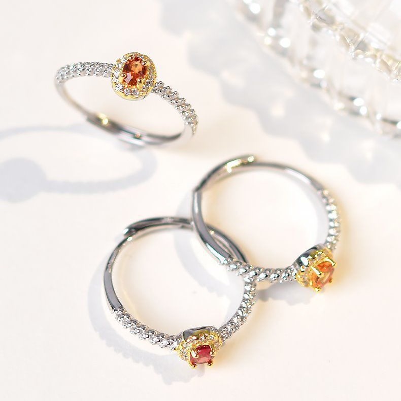 Japanese-style Ring For Women Inlaid With Red Zircon