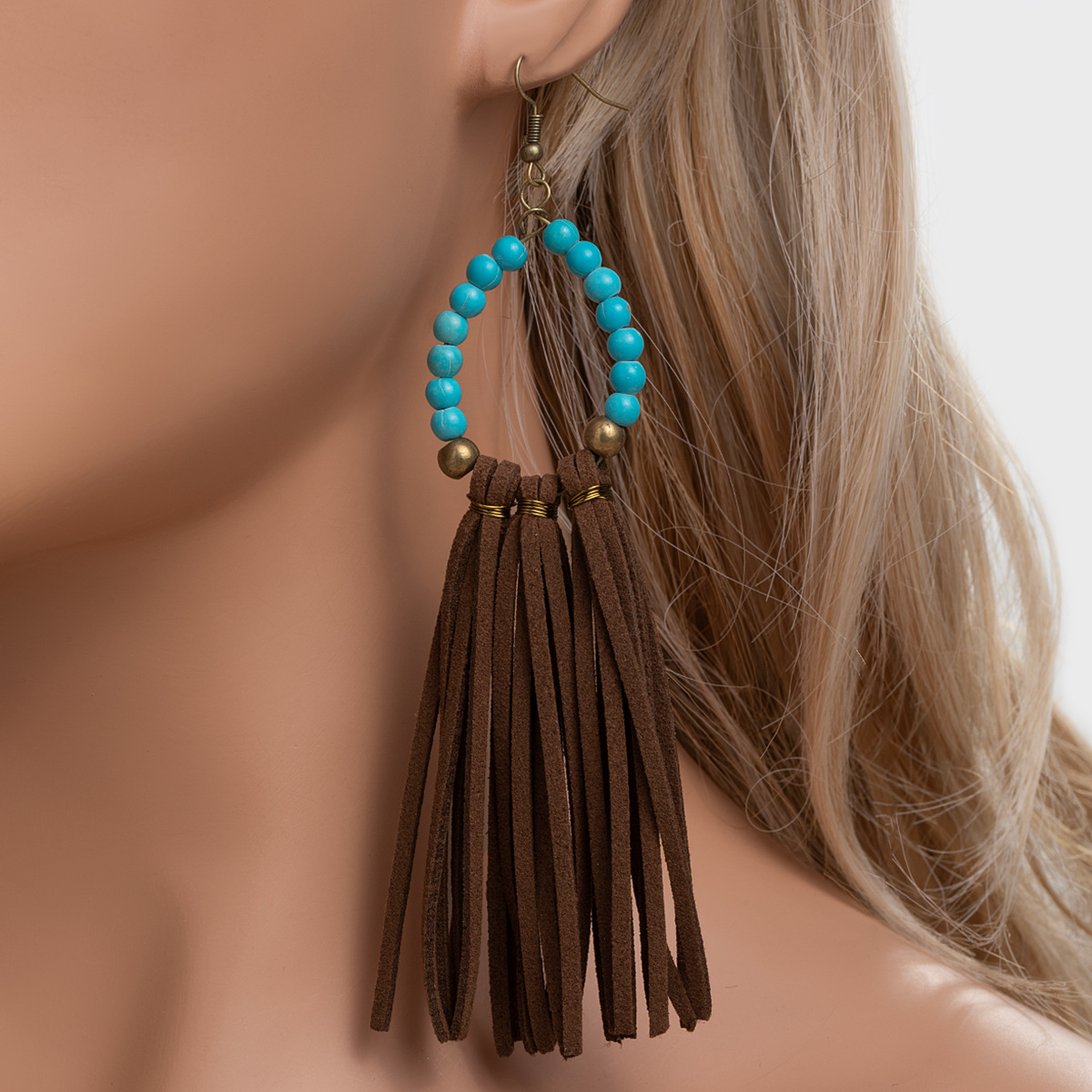 Vintage Velvet Tassel Irregular Turquoise Womens Earrings