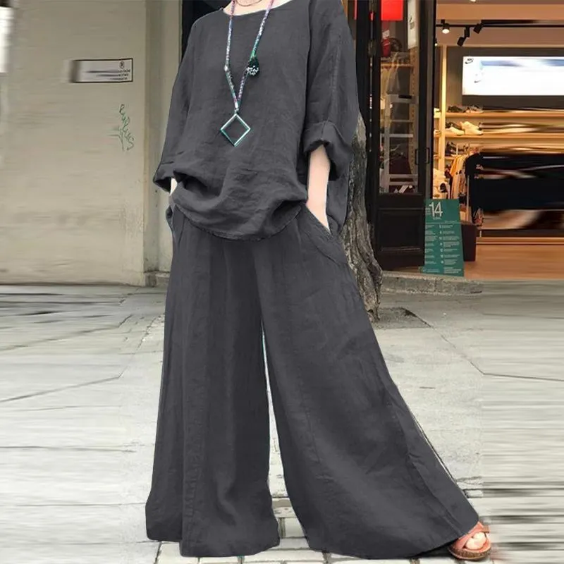 Women's Fashion Casual Loose Solid Color Suit - Gray