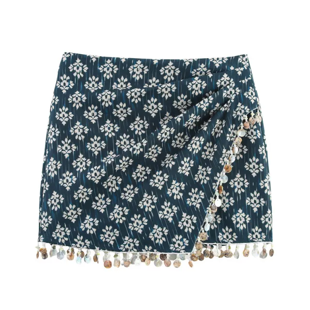 European And American Style Design Beaded Printed Culottes - Shop at LoveMi