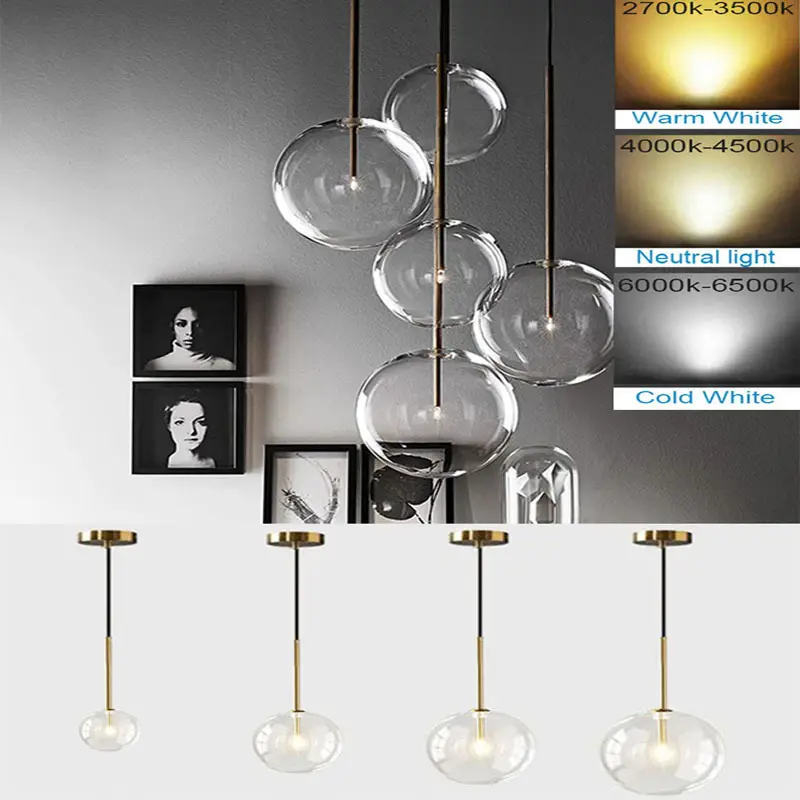 Nordic-style Singlehead Transparent Round shaped Pendant Light