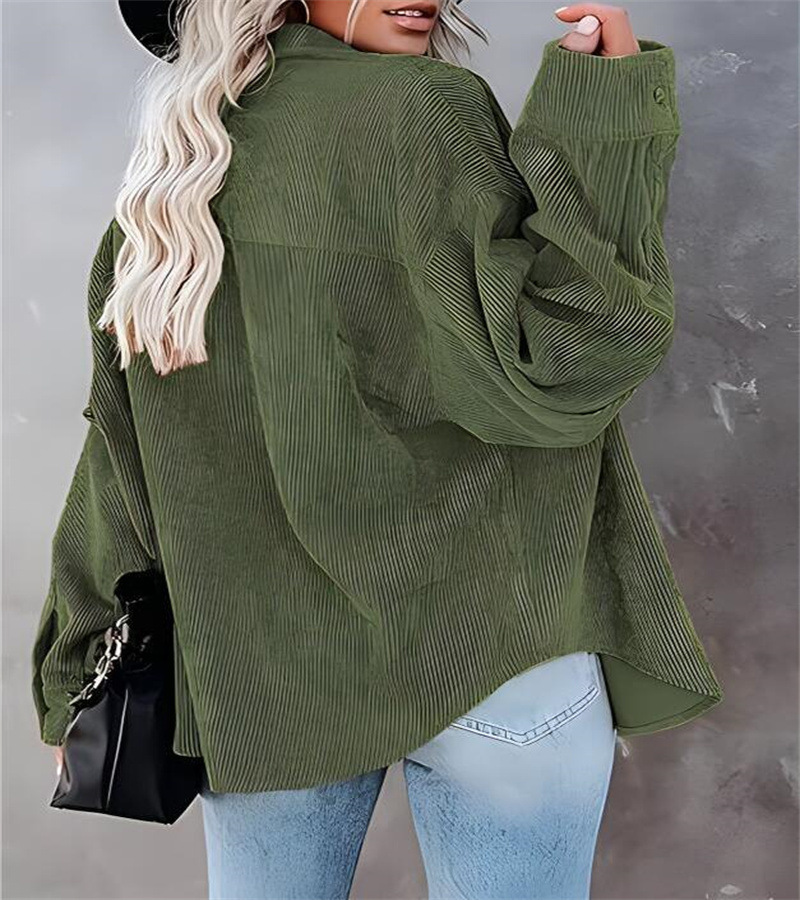 Autumn And Winter New Solid Color Button Corduroy Long Sleeve Loose Coat Women's Clothing 48bb0d8e E505 4125 940b 7c336e54efe2