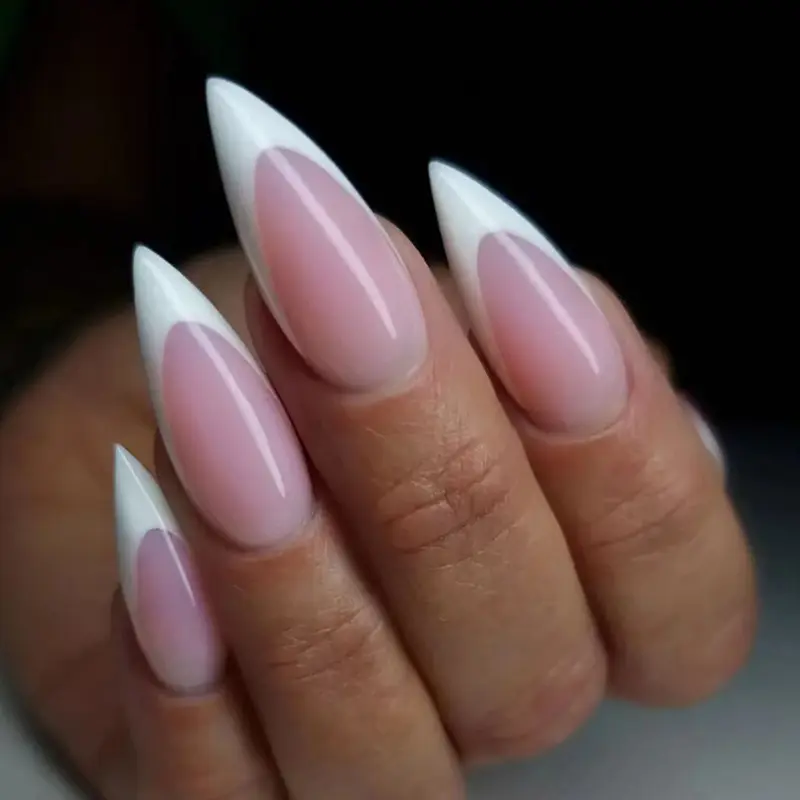 Simple Pure Desire White French Almond Nail